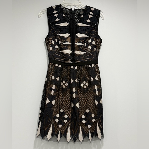 BCBGMaxAzria Womens Black Patterned Mini Dress Size 2 - Picture 4 of 13